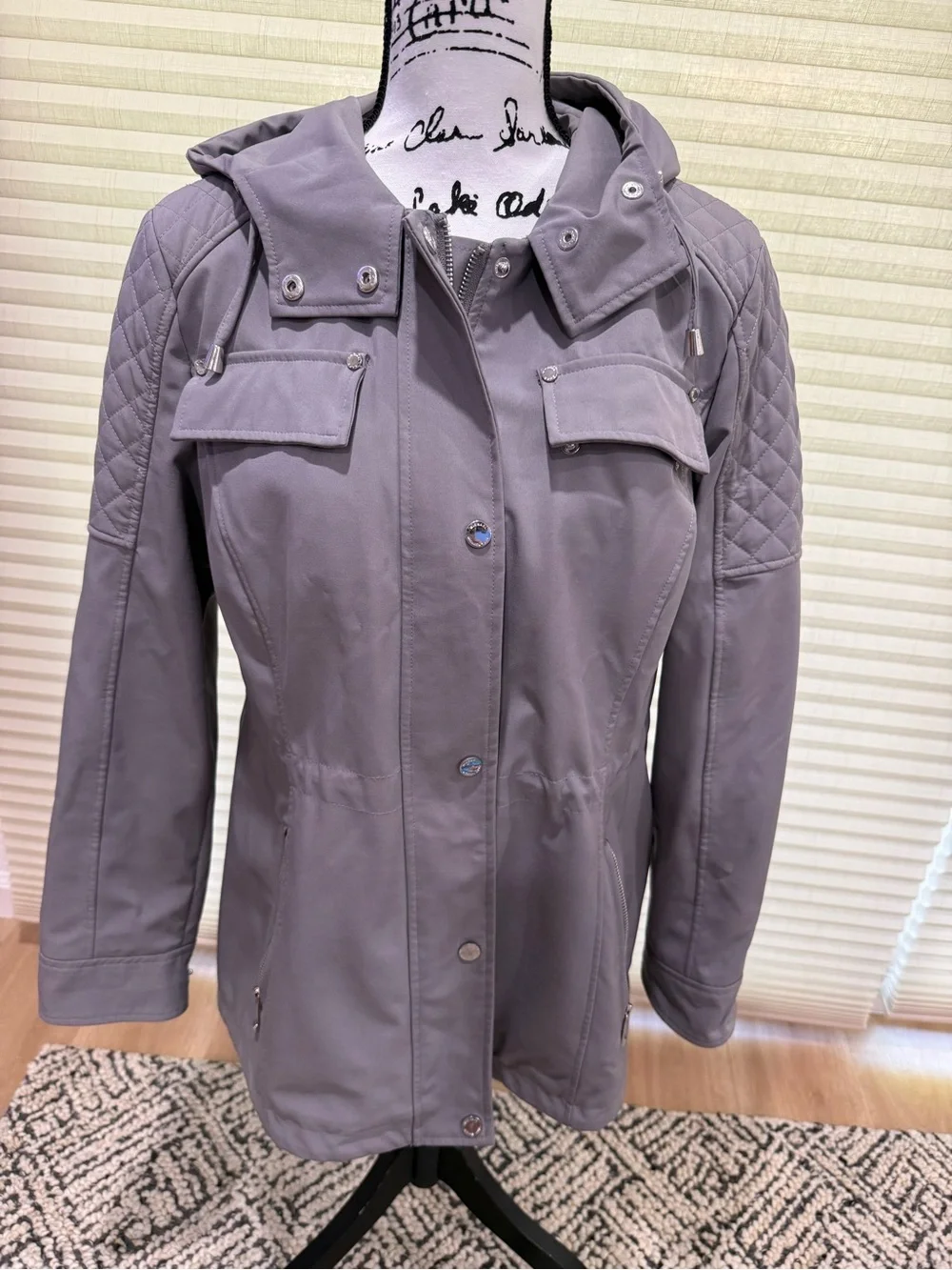 Michael Kors Women's Gray Hooded Utility Jacket